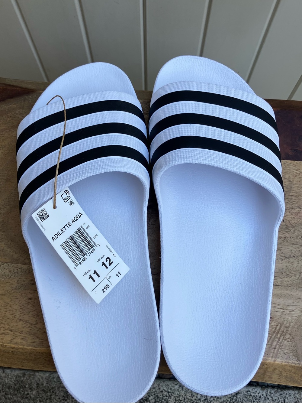 Adidas white Adilette slides men’s 11 nwt
